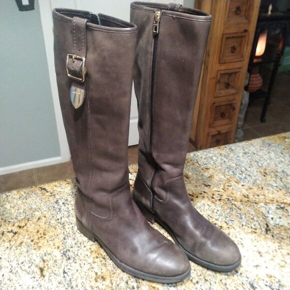 Coach Easton Classic Equestrian Tall Riding Boots Chestnut Brown Leather Size 6B - Picture 2 of 13